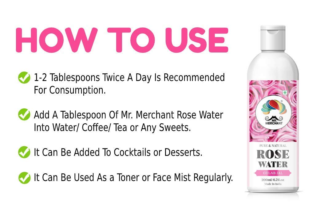 Rose Water (Edible Gulab Jal), 200ml